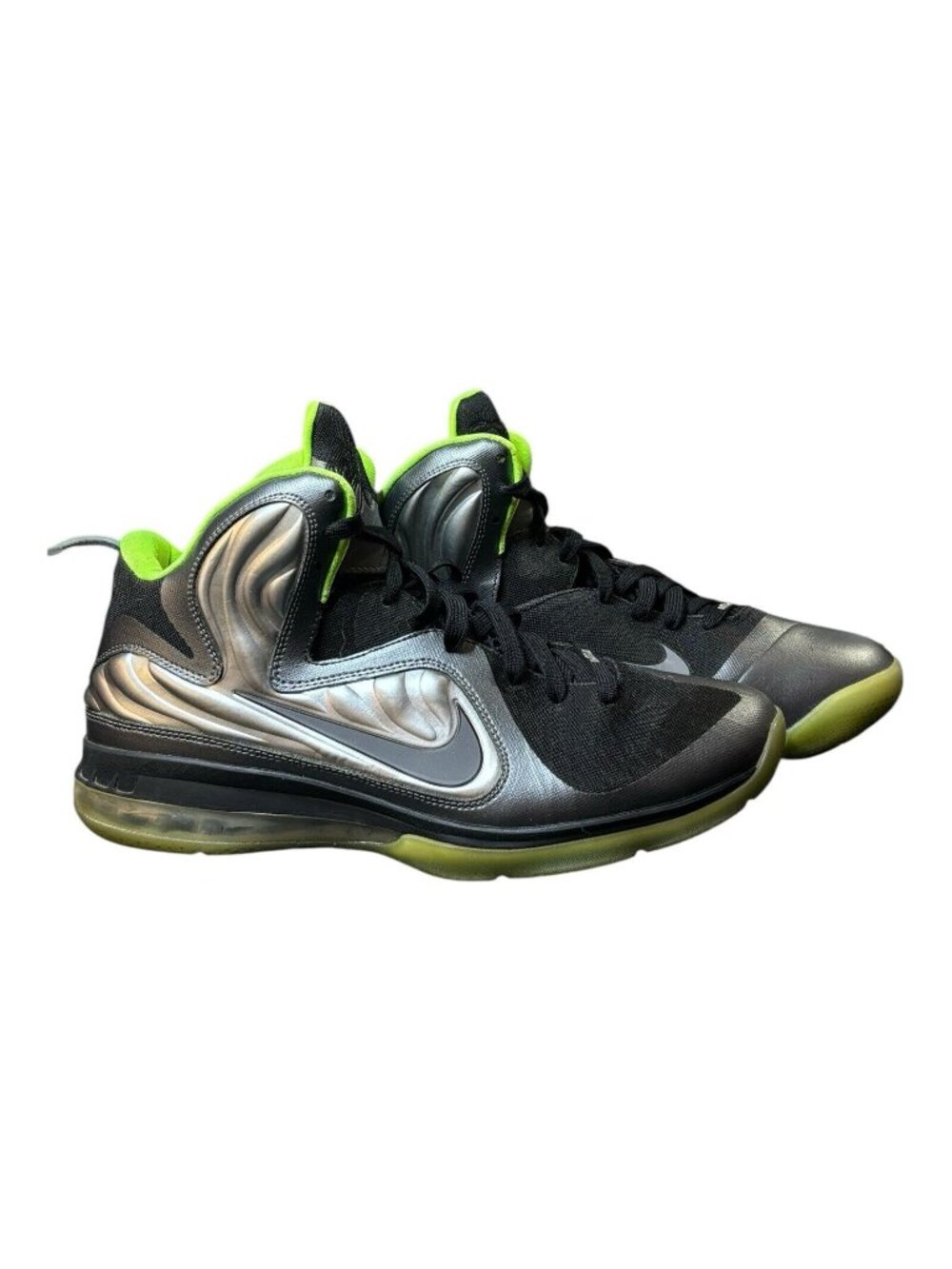 Nike LeBron James IX 9 iD Foamposite Option Silver & Black Sneakers Men’s Sz 14